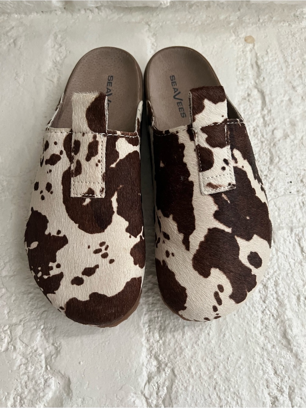 SeaVees Cow-Print Slip-On Mule in Brown and White Cow Print - Picture 6 of 9